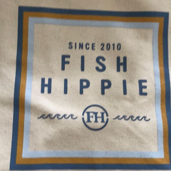 NEW Fish Hippie co. Beige canvas large tote bag. Beach bag. - Picture 8 of 9